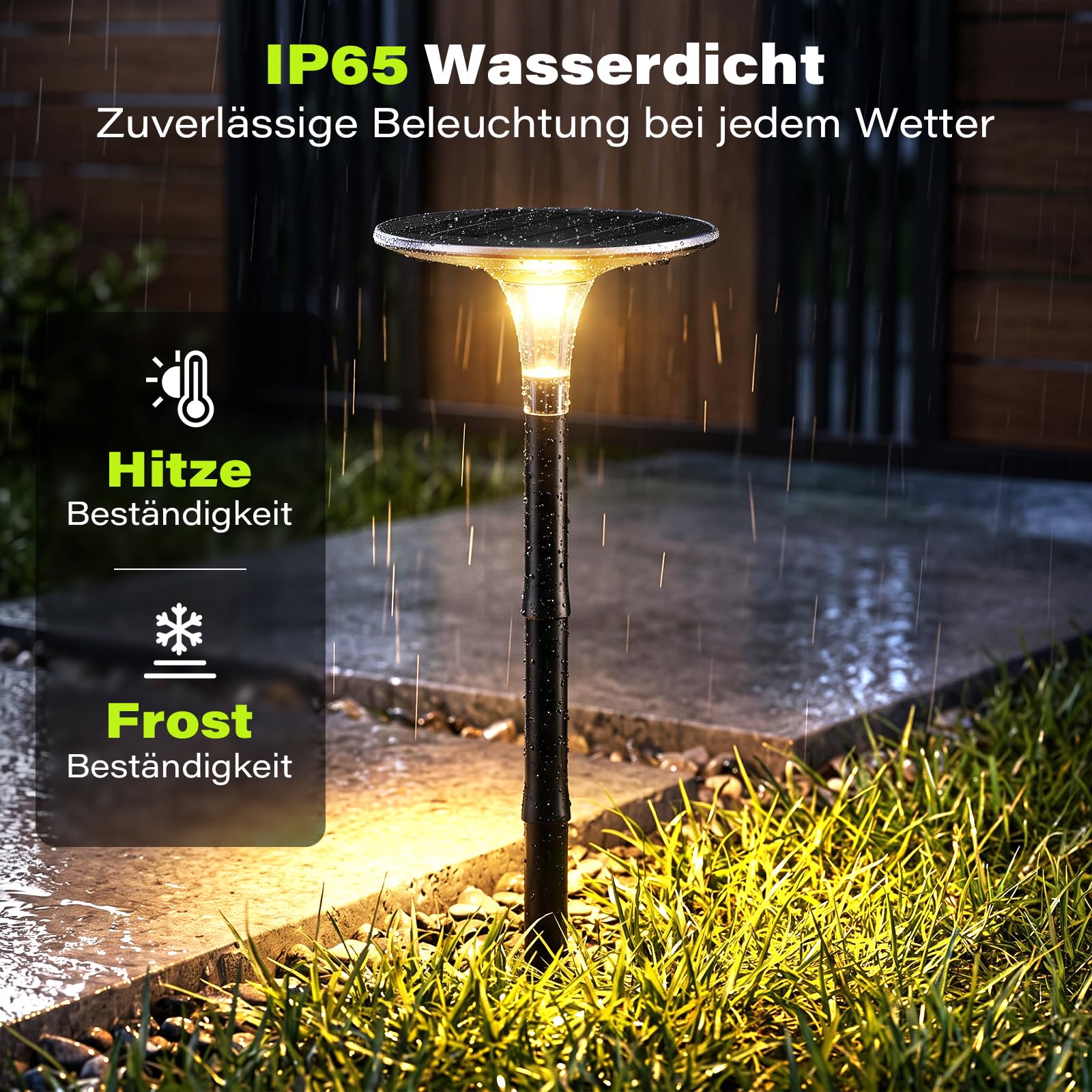Solarlampen für außen Garten, 4er-Set Wegeleuchten, 3 Lichtfarben | 3000K/4500K/6500K, 200 lm, 360° Rundumlicht, über 12 Std. Laufzeit, IP65, 3 Höhen für Wege Einfahrt und Terrasse