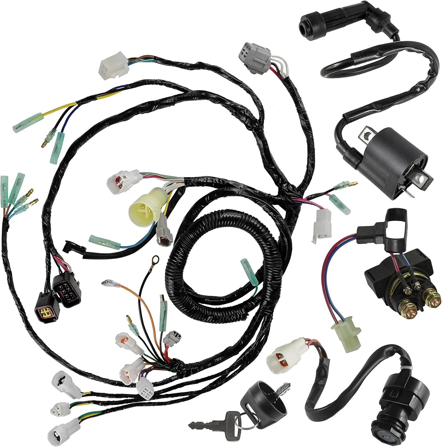 Caltric Wire Harness/Starter/Ignition Key Switch, Coil Compatible with Yamaha Warrior YFM350 2002 2003 2004