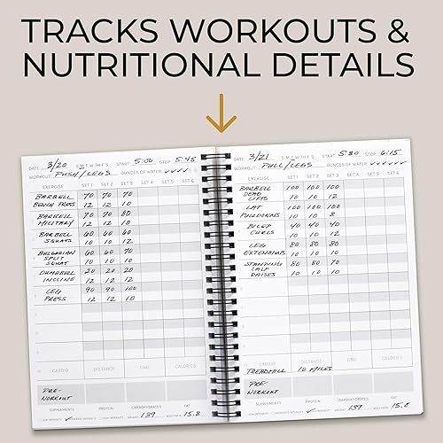 Miniatura 3 de El Diario de Fitness Definitivo para Rastrear y Cumplir Tus Metas de Gimnasio - Planificador Detallado de Entrenamientos y Libro de Registro Para