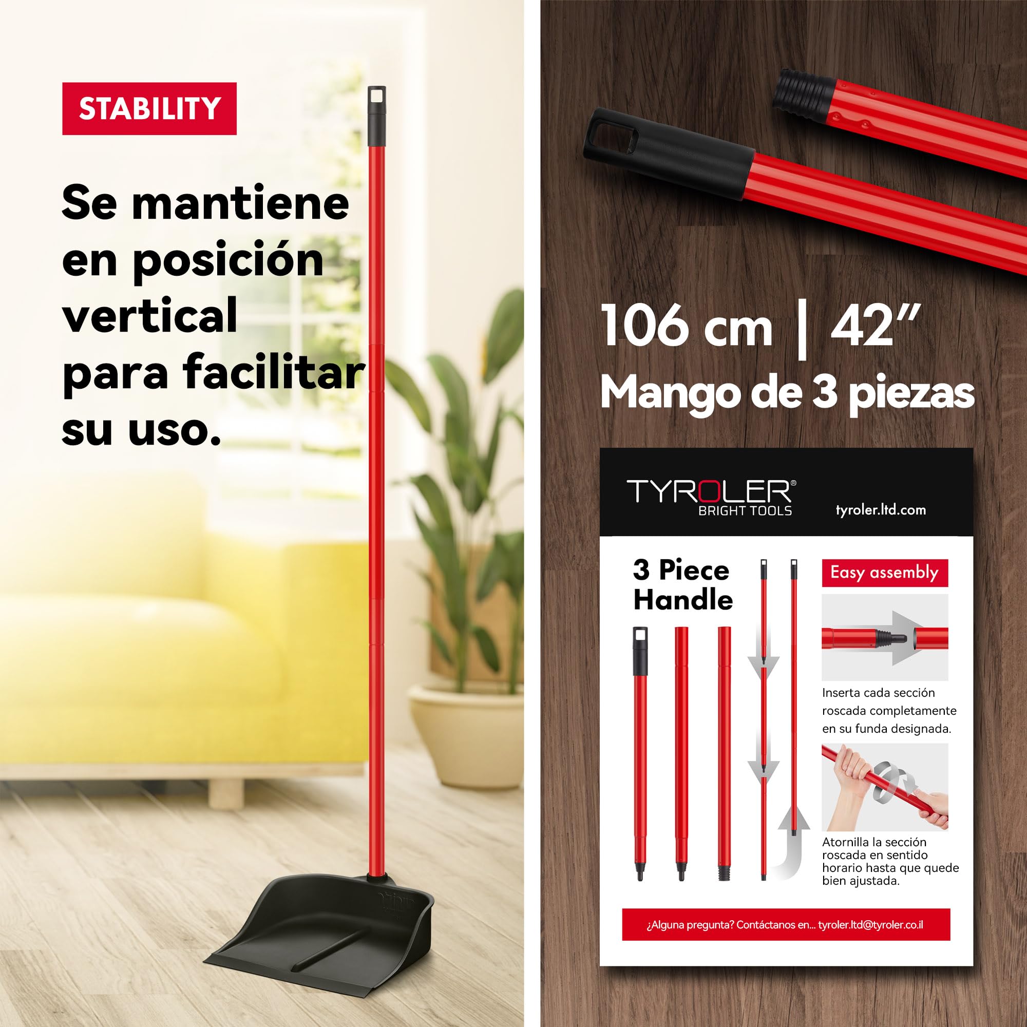 Recogedor mágico con mango de 90 cm, resistente, color negro, perfecto para la oficina o el hogar