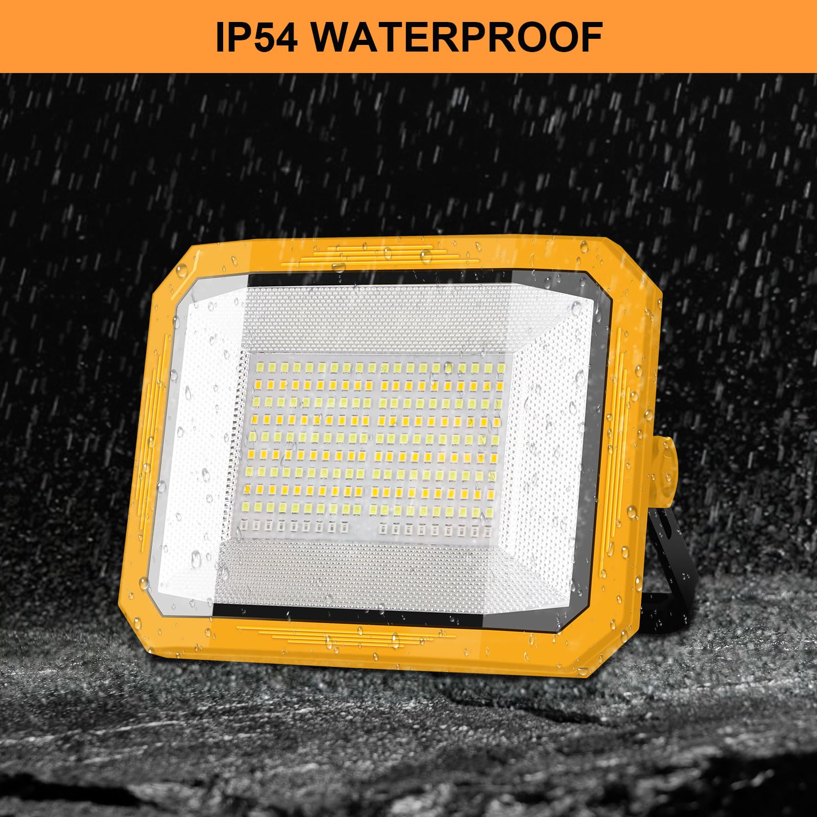 Projecteur LED Rechargeable 100W, Projecteur LED Chantier Portable 12000LM Super Lumineux 13000mAh avec 2 Panneau Solaire, 4 Modes d'éclairage pour Site de Construction, Camping, Atelier