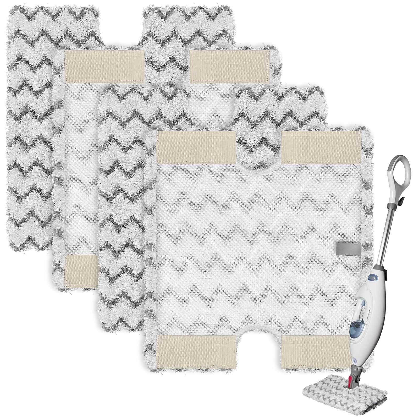 Gaethra 4 Pack Steam Mop Replacement Pads - Compatible with Shark S6001UK S6002UK S6003UK S6005UK Klik n' Flip Steam Cleaner, Highly Absorbent Machine Washable Microfibre Cloths for Hard Floors