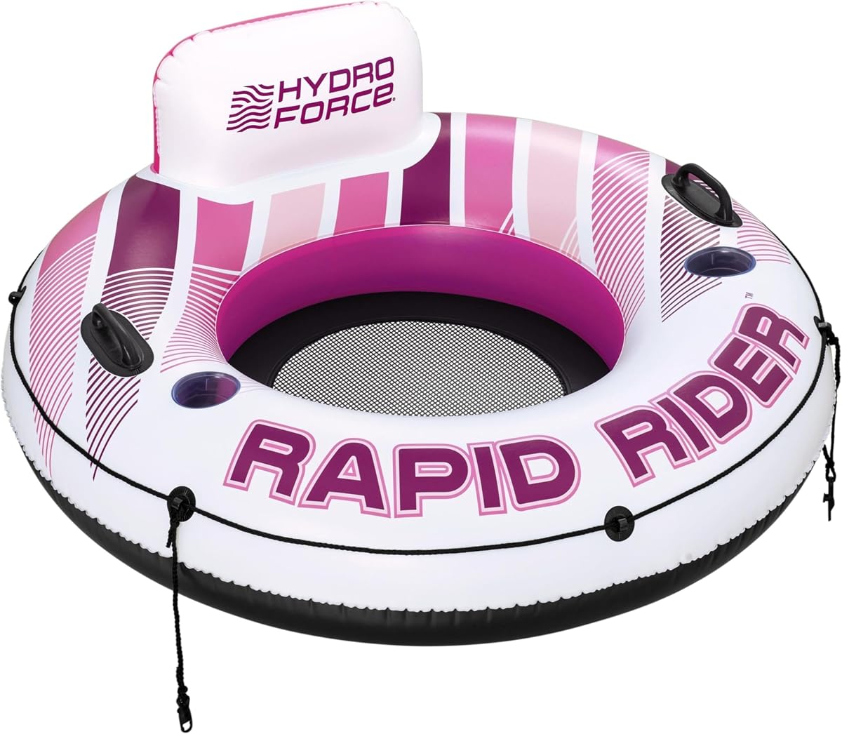 Bestway Hydro-Force Rapid Rider tubo inflable de río de 48 pulgadas, flotadores de río resistentes para adultos, flotador de piscina y anillo de natación de tubo interior de lago con respaldo y portavasos