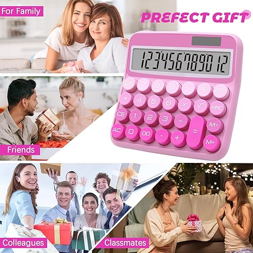 Miniatura 7 de Calculadora rosa degradado, calculadora de botón grande con pantalla LCD grande, accesorio de escritorio de oficina rosa intenso para oficinas,