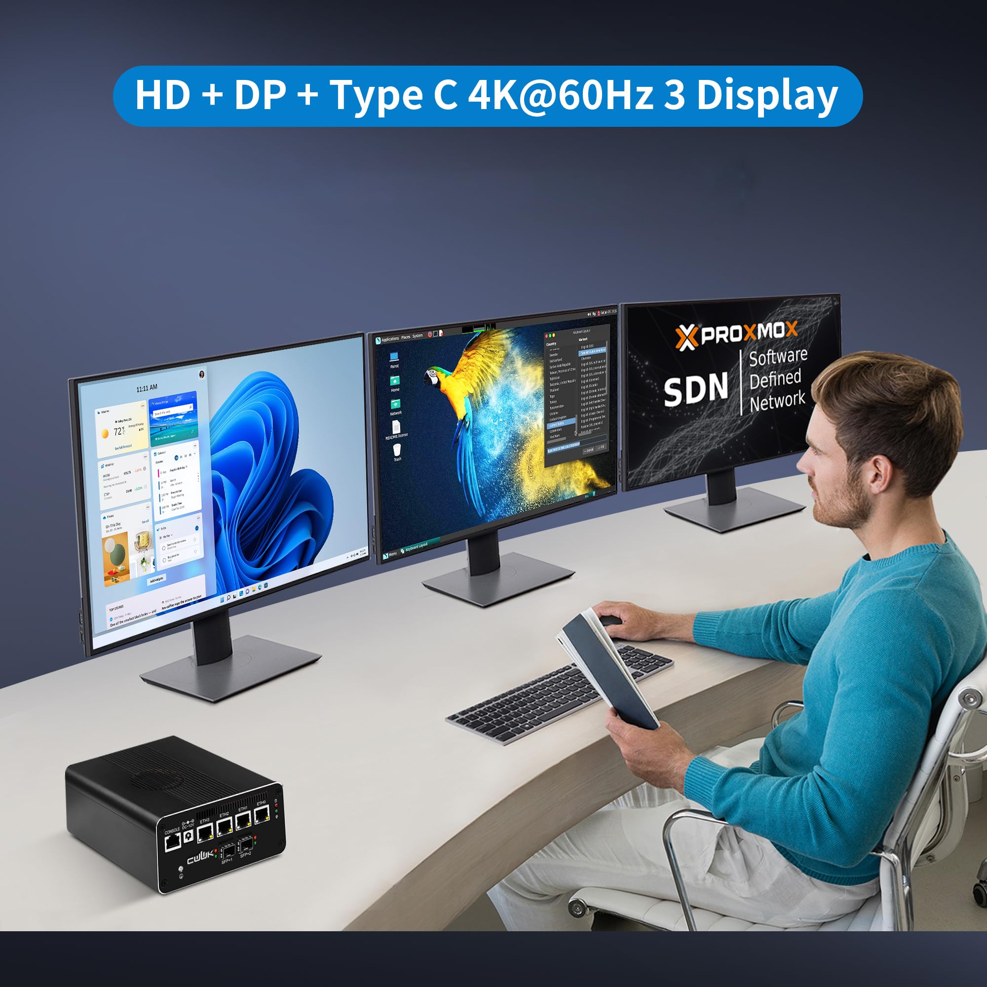 CWWK Mini PC Firewall Appliance Pentium 7505, 2x 10Gb SFP+ & 4 x 2.5Gb RJ45 | Micro PC S5, DDR4 16GB RAM SSD NVMe 128GB, Compatibile PF & OPNsense, NVMe3.0x4, HD&DP&USB-C, AES-NI
