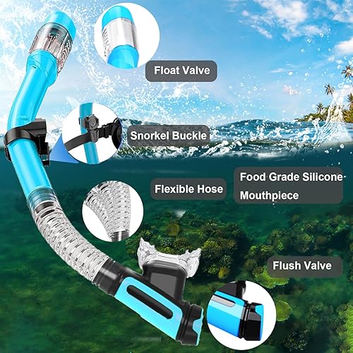Miniatura 6 de Equipo de esnórquel para adultos, juego de esnórquel seco, equipo de esnórquel con vista panorámica, máscara de natación de vidrio templado