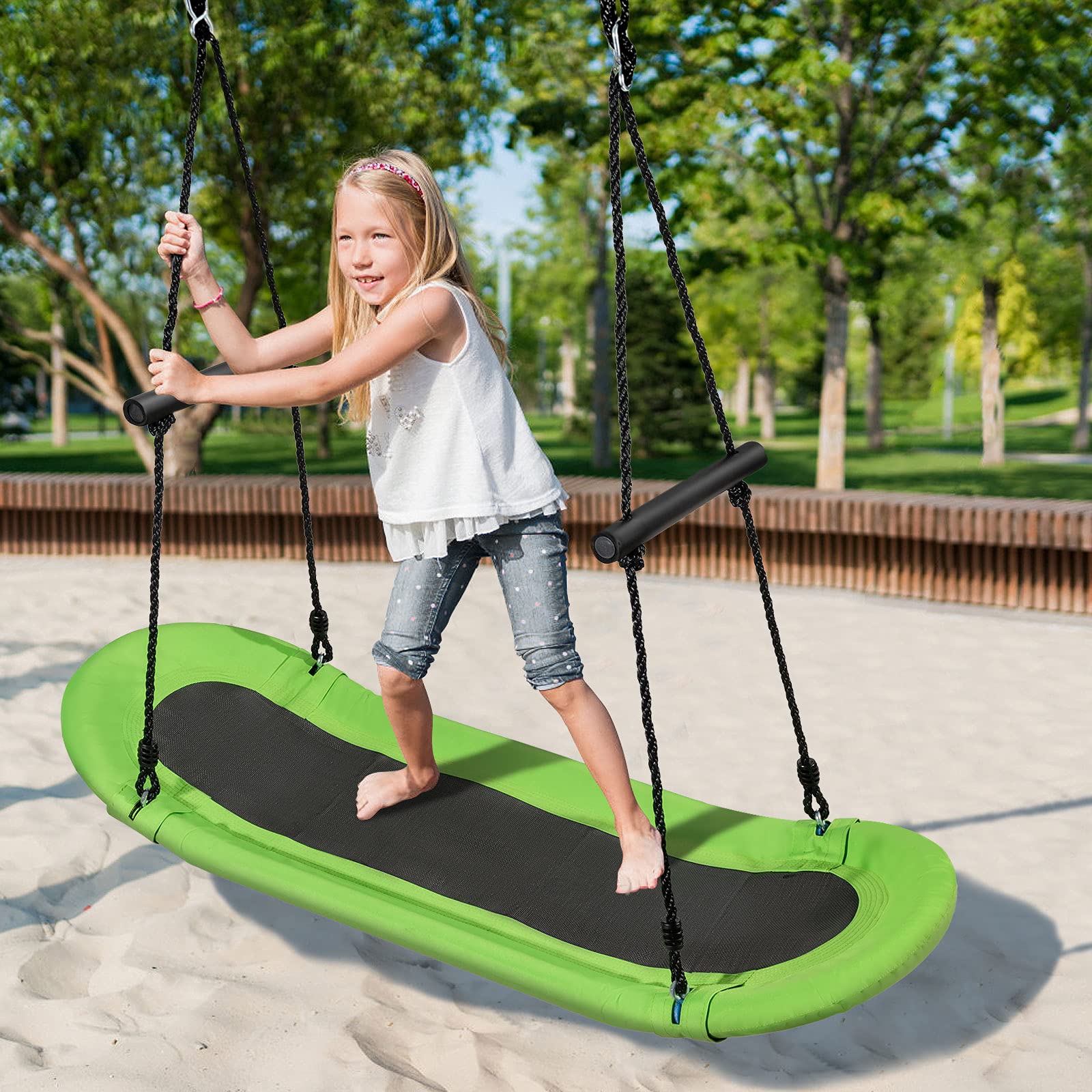 Tuinschommel voor kinderen / kinderschommel met touwen max 100kg groen