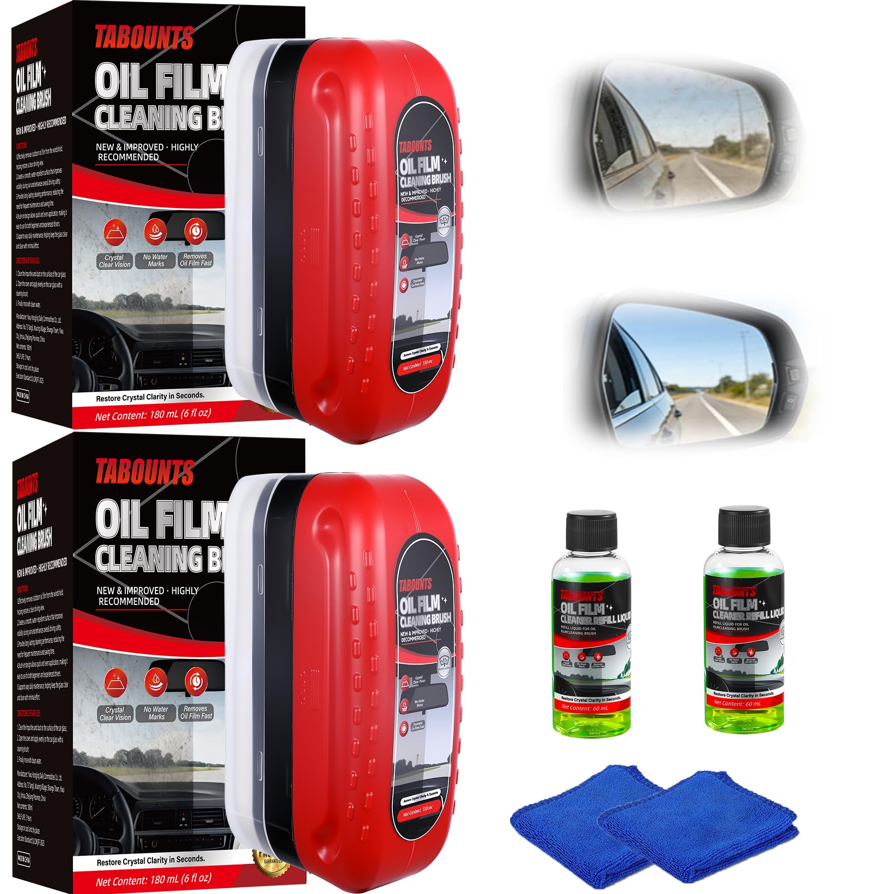 TABOUNTS 2 Pack Automotive Oil Film Cleaning Brush forCar Windows, Windshield Oil Film Remover, Strong Cleaner Improves Driving Clarity & Visibility