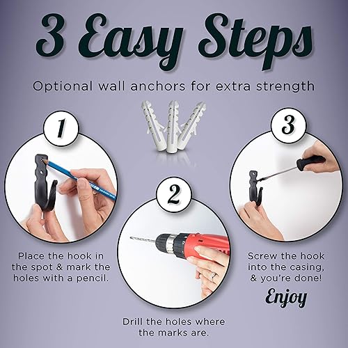 Miniatura 5 de Ganchos decorativos para pared, ganchos de pared de metal para colgar abrigos, sombreros y bolsos, ganchos rústicos para toallas para baños