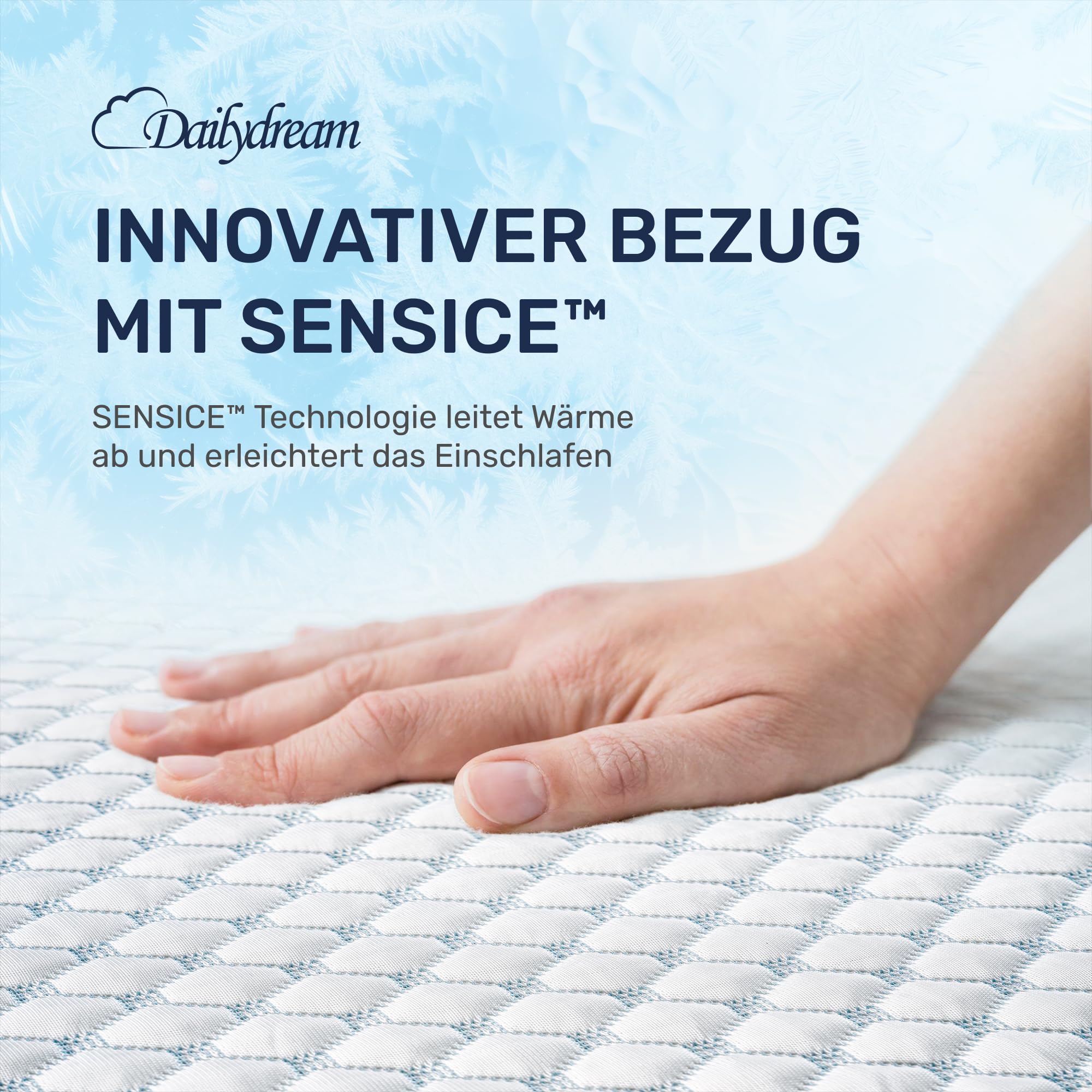Dailydream Matratzentopper Cover Cool Touch 90x200 | Kühlender Ersatzbezug für Topper | SENSICE™-Technologie | rutschfest, atmungsaktiv & waschbar | 60% Polyester, 40% Viskose | Oeko-TEX® zertifizie