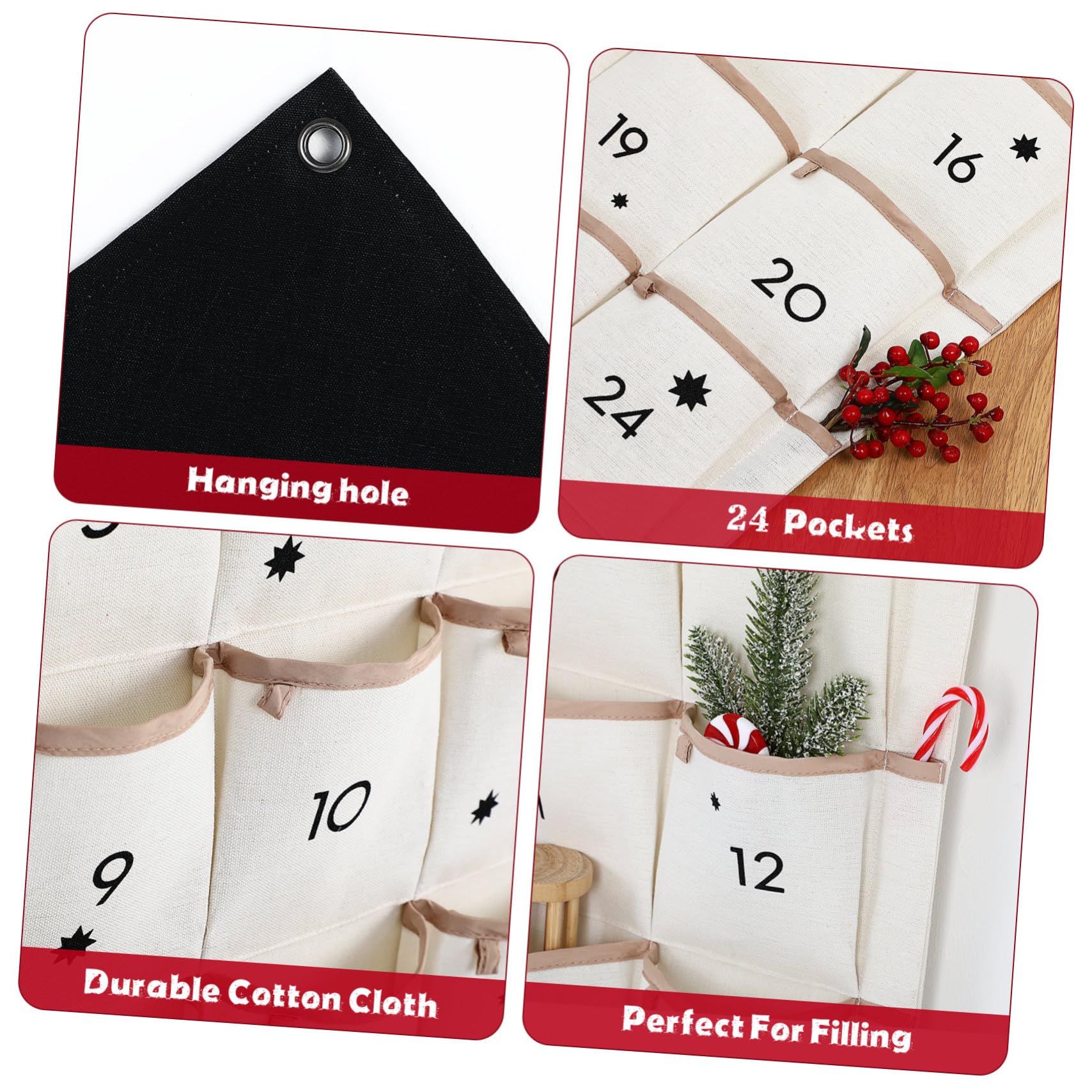 Adventskalender Zum Befüllen Aus Canvas 24 Fächer Wandkalender 120x47cm Praktische Weihnachtsaufbewahrung Für Kinder Und Partner
