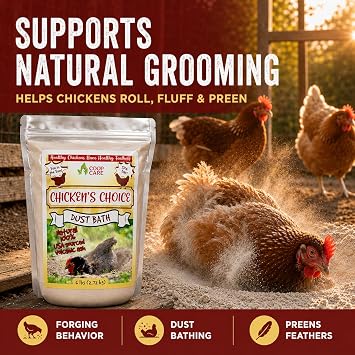 Chicken's Choice Chicken Dust Bath, 6 lb Natural Volcanic Ash Dust Bath for Chickens with Chick Fresh Odor Control and Eliminator 24 oz Spray Bottle. Made in America
