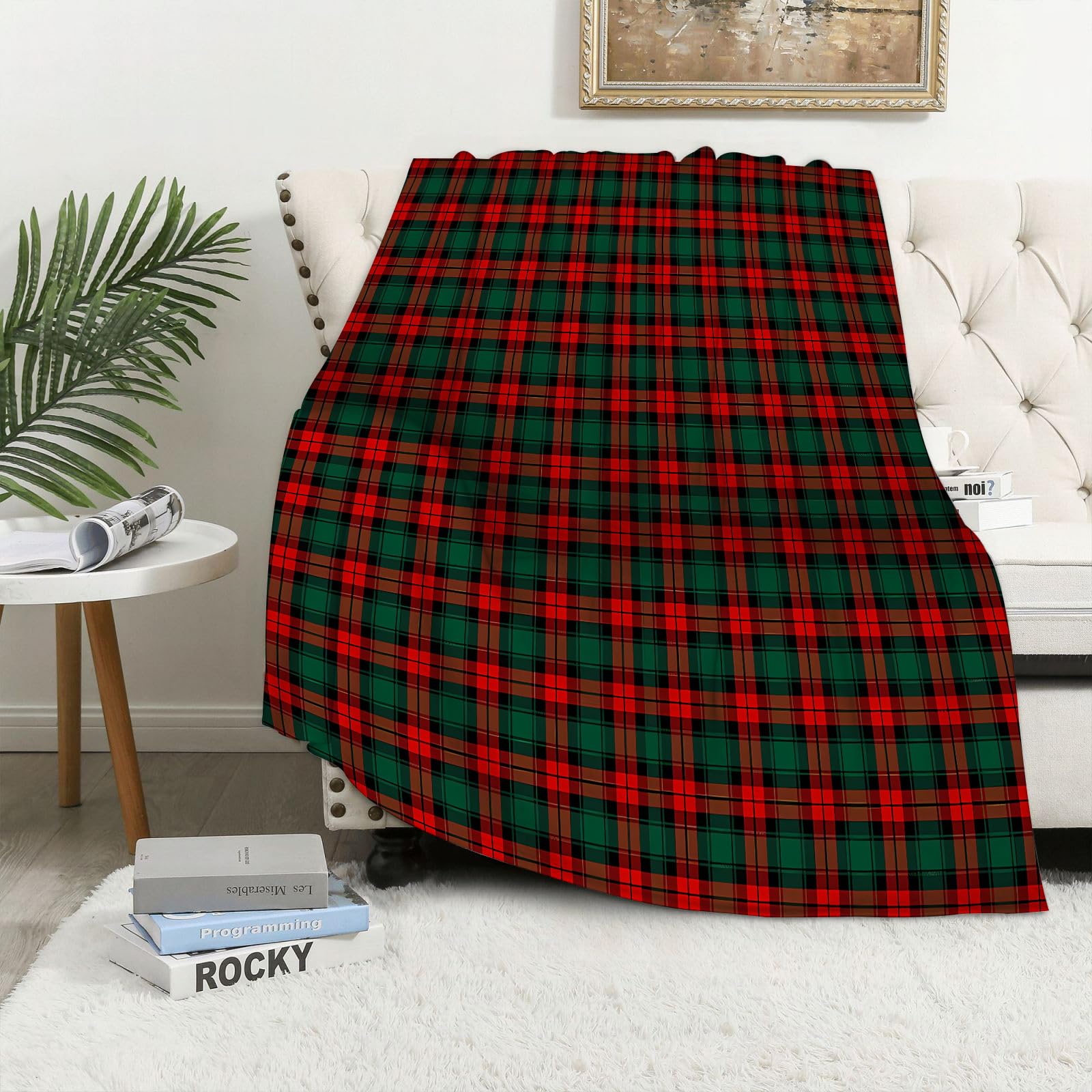 MAAPCHP Flannel Fleece Blanket Throws for Sofa Fluffy Blanket Bed Throw for Bedroom Tartan traditional checkered british fabric seamless pattern Blanket for Bed, Couch,Car 50x60in