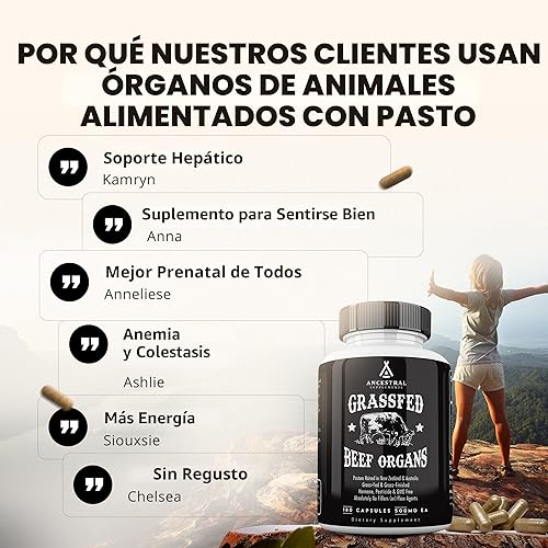 Miniatura 6 de Ancestral Supplements Suplemento de órgano de res alimentado con pasto, apoya el bienestar de todo el cuerpo con una mezcla patentada de hígado