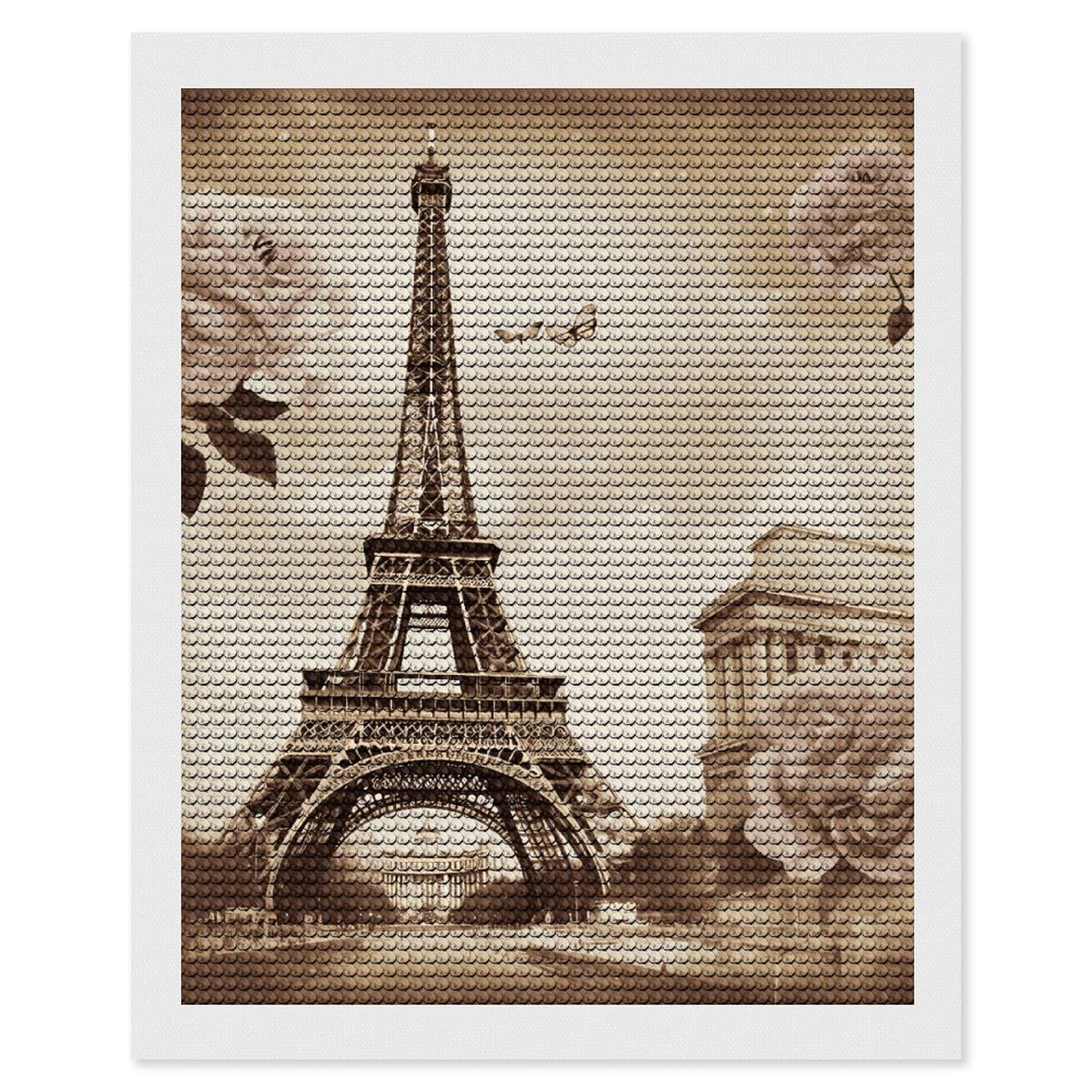 Diamond Painting Kits for Adults - DIY Diamond Art Kits for Beginners - Full 5D Paint Drill Diamond Dots Paintings- Vintage Paris Eiffel Tower Butterfly Diamonds Pictures Gem Art And Craft Wall Decor