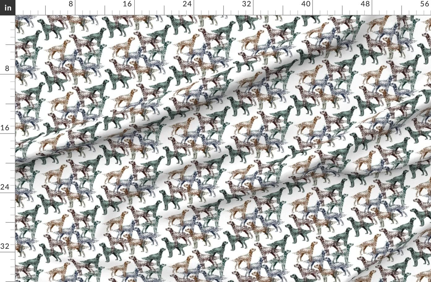 Spoonflower Fabric - English White Dog Hunting Setter Pet Printed on Denim Fabric by The Yard - Bottomweight Apparel Home Decor Upholstery