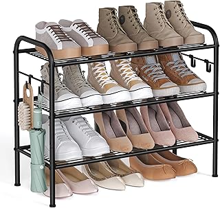 SONGMICS シューズラック スリム 省スペース 玄関 おしゃれ 大容量 3段 下駄箱 靴箱 整理 組立簡単 68.5x27.5x49.5cm LMR068B01