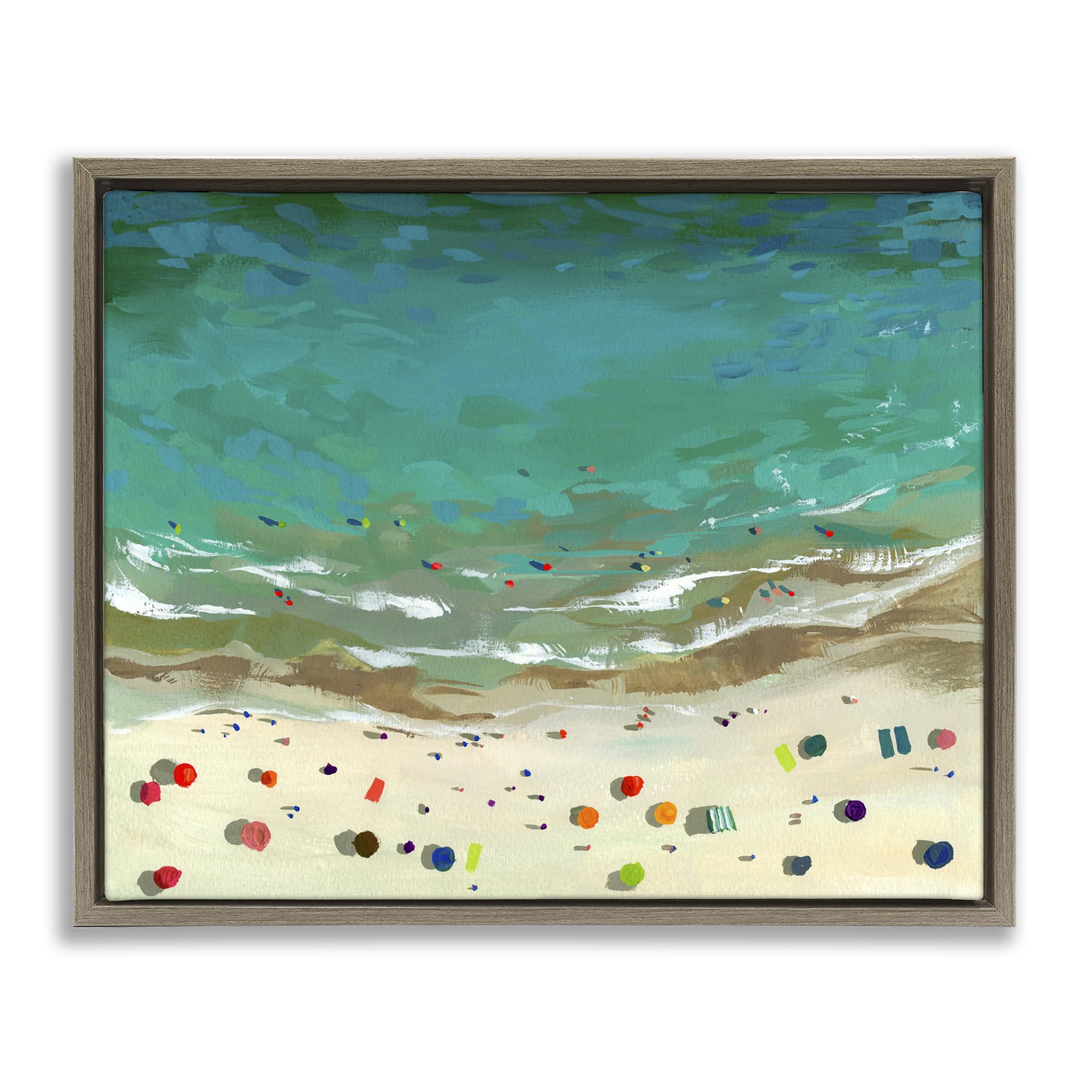 Stupell Industries Montalcino Elm (Textured) 'Aerial Turquoise Shoreline', Floating Frame Canvas Art, Brown, 31 X 25 Inches, Easy To Hang And Sturdy, Made In Usa, By Brook Page