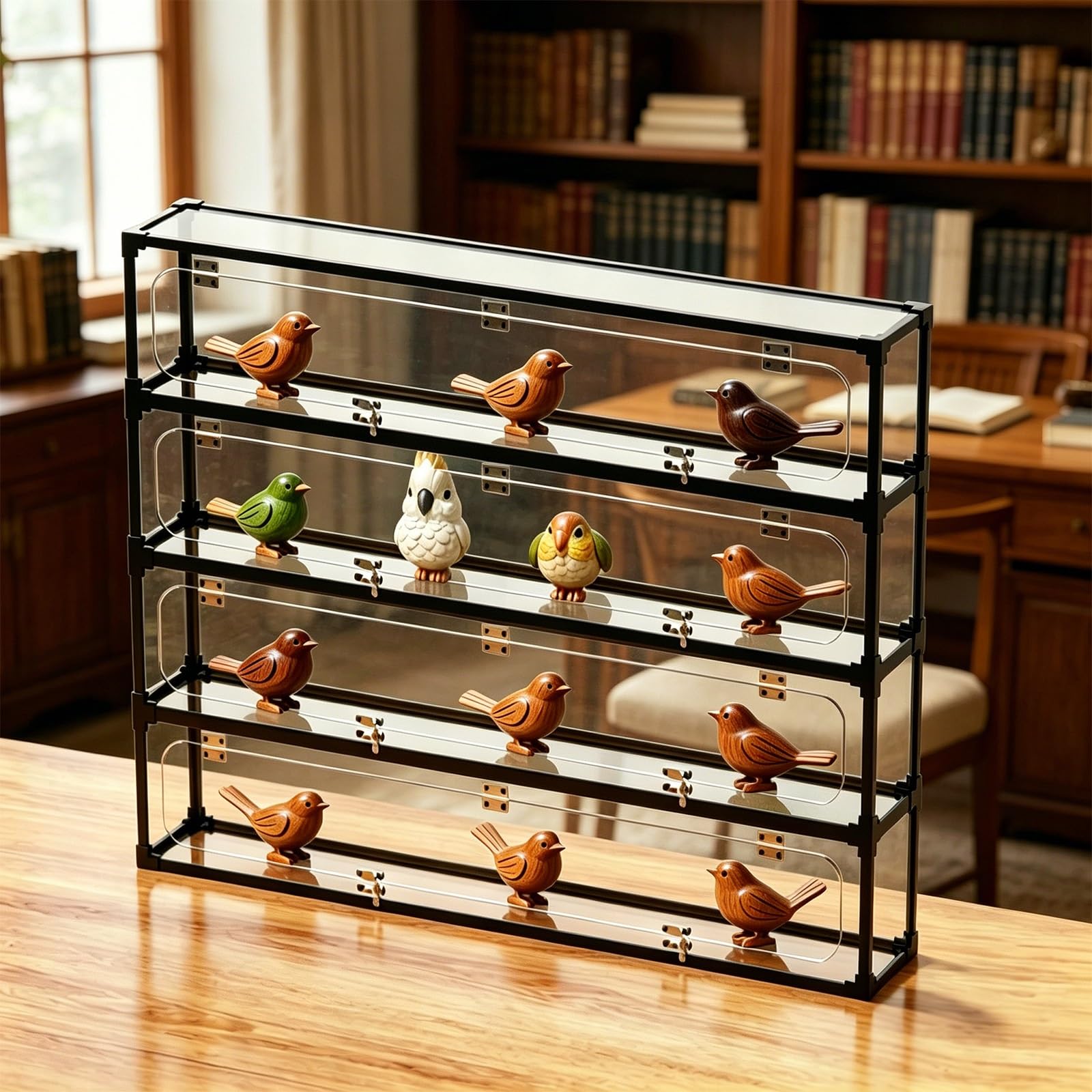 Dustproof Figure Protection Showcase, Stackable Acrylic Model Box for Home Office Shopping Mall, Clear Acrylic Containers for Display(4tier-70x10x58cm/27.5x4x22.8in)