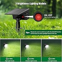 Vista 3 de Solar Spot Lights Outdoor with 60 LED & Auto On/Off, 4 Pack Solar Lights Outdoor Waterproof IP68 with 3 Lighting Modes, 2-in-1 Solars Landscape