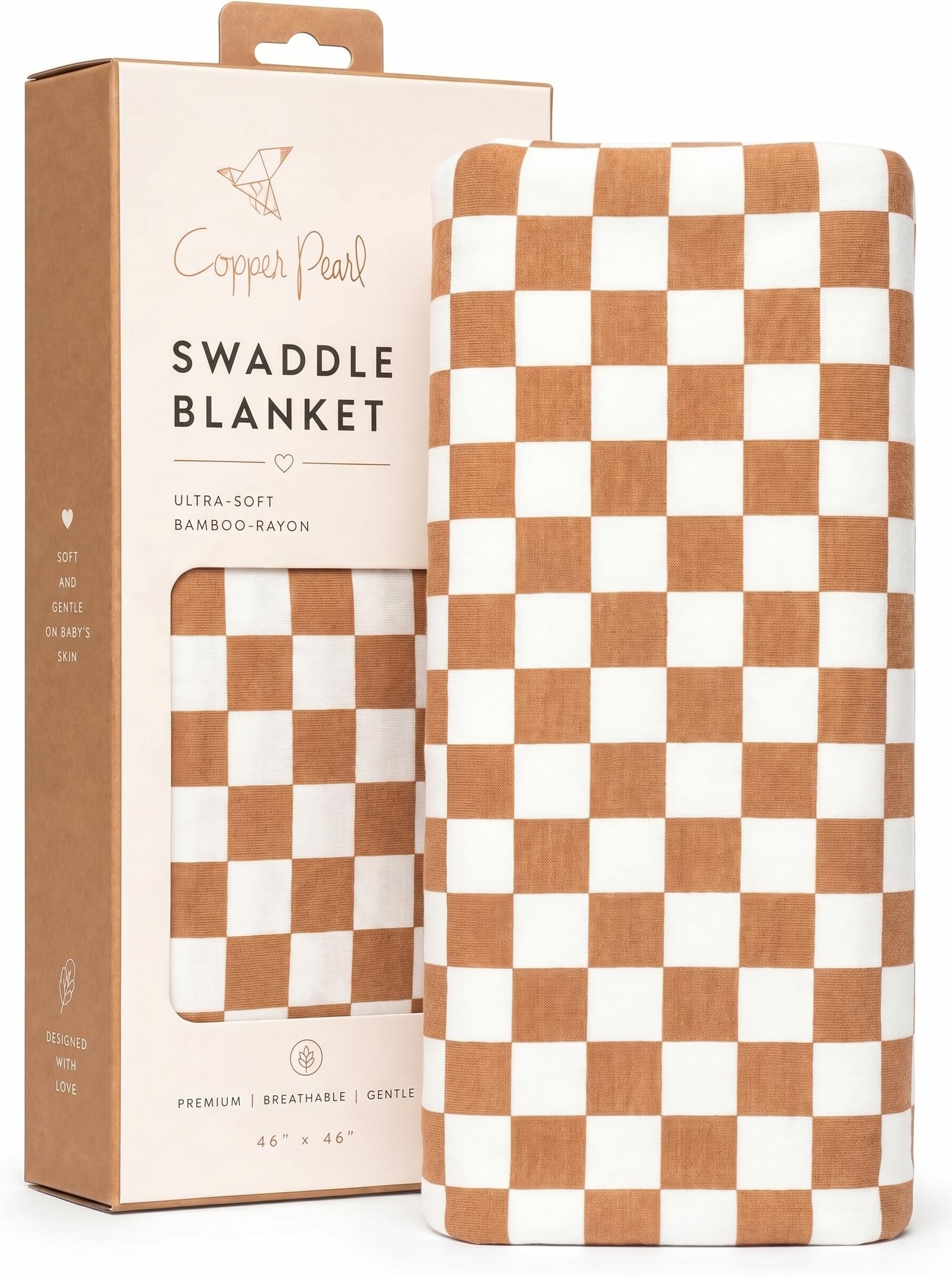 Copper Pearl Swaddle Blankets for Newborns | Soft Stretchy Receiving Blankets for Boys and Girls | Large 46 x 46 Inch Baby Blankets | Lightweight and Breathable Swaddles | Rad