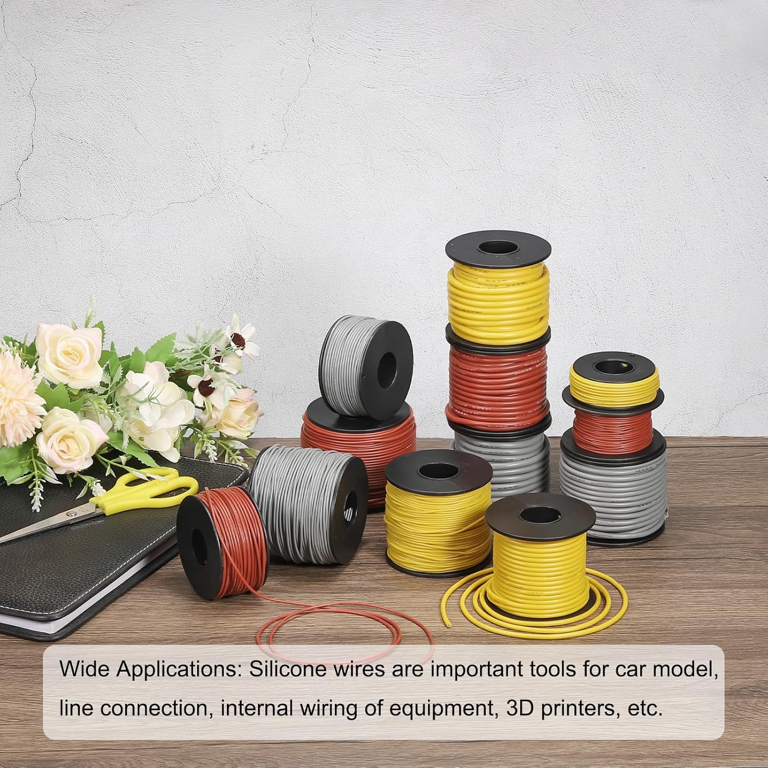 MECCANIXITY 22 Gauge Wire Silicone Wire 22AWG Electrical Wire Stranded Wire Tinned Copper Wire High Temperature Hookup Wire Yellow 75m/246ft for Car Model Manipulator Electric Appliances