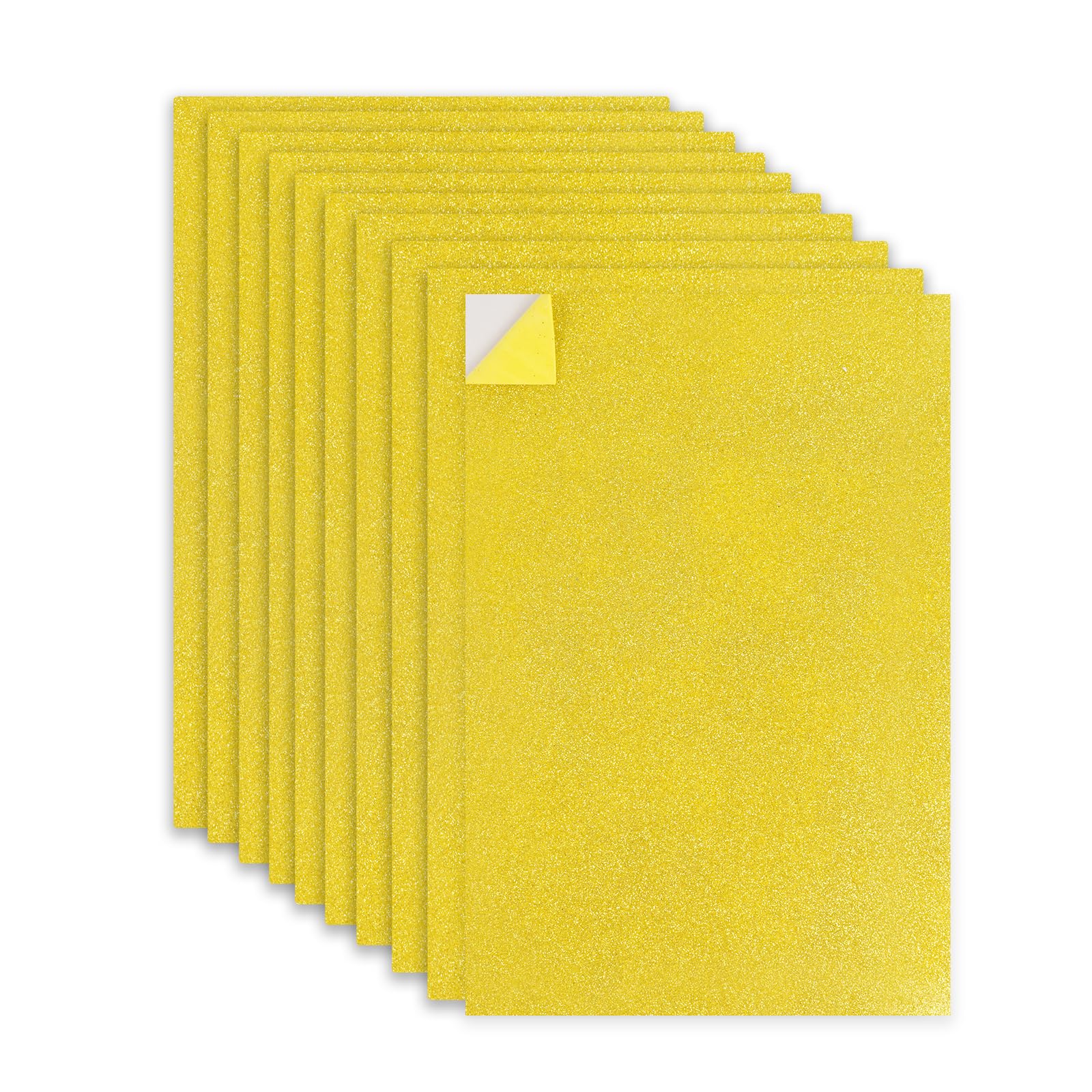 10 Pack Gold Self Adhesive Glitter Foam Sheets for Crafts, A4 Craft Foam Paper Stickers 2mm EVA Sticky Foam Sheets for DIY Crafts Project, Scrapbook, School Projects, Party Decoration (Gold)