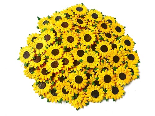 Lindesa Set of 50 Yellow Sunflower Paper Flowers, Size 0.55