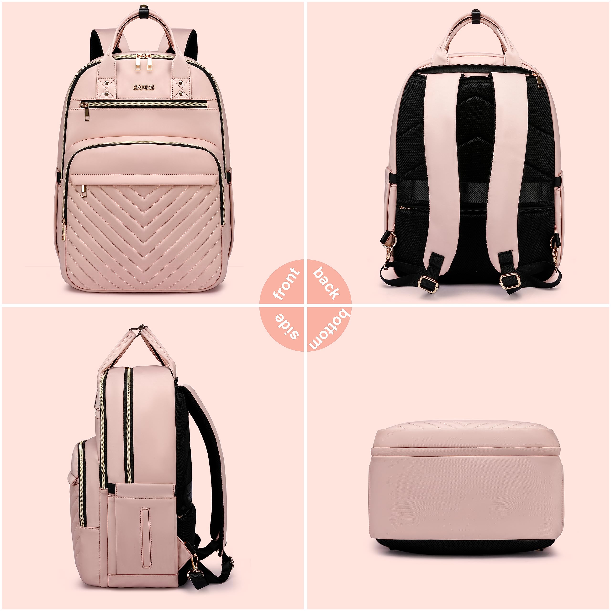 College Bookbag, 17,3 pollici zaino portatile donne, anti furto Business Bagpack con porta USB, resistente all'acqua di viaggio di grande capacità rosa zaini del computer per il lavoro