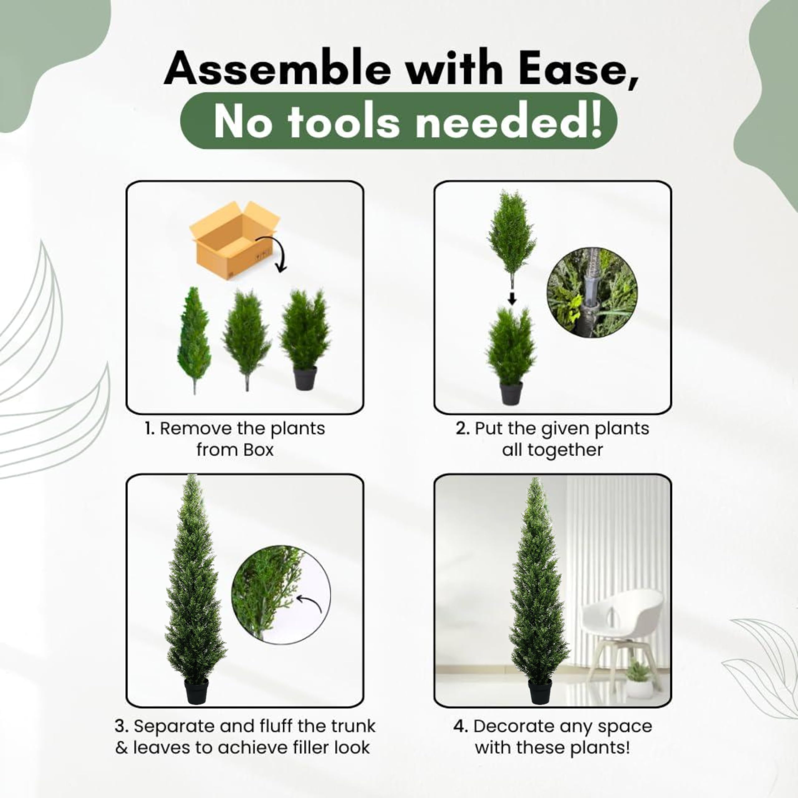 BOKNI Arbres Artificiels D'extérieur Pour Porche/terrasse/Jardin