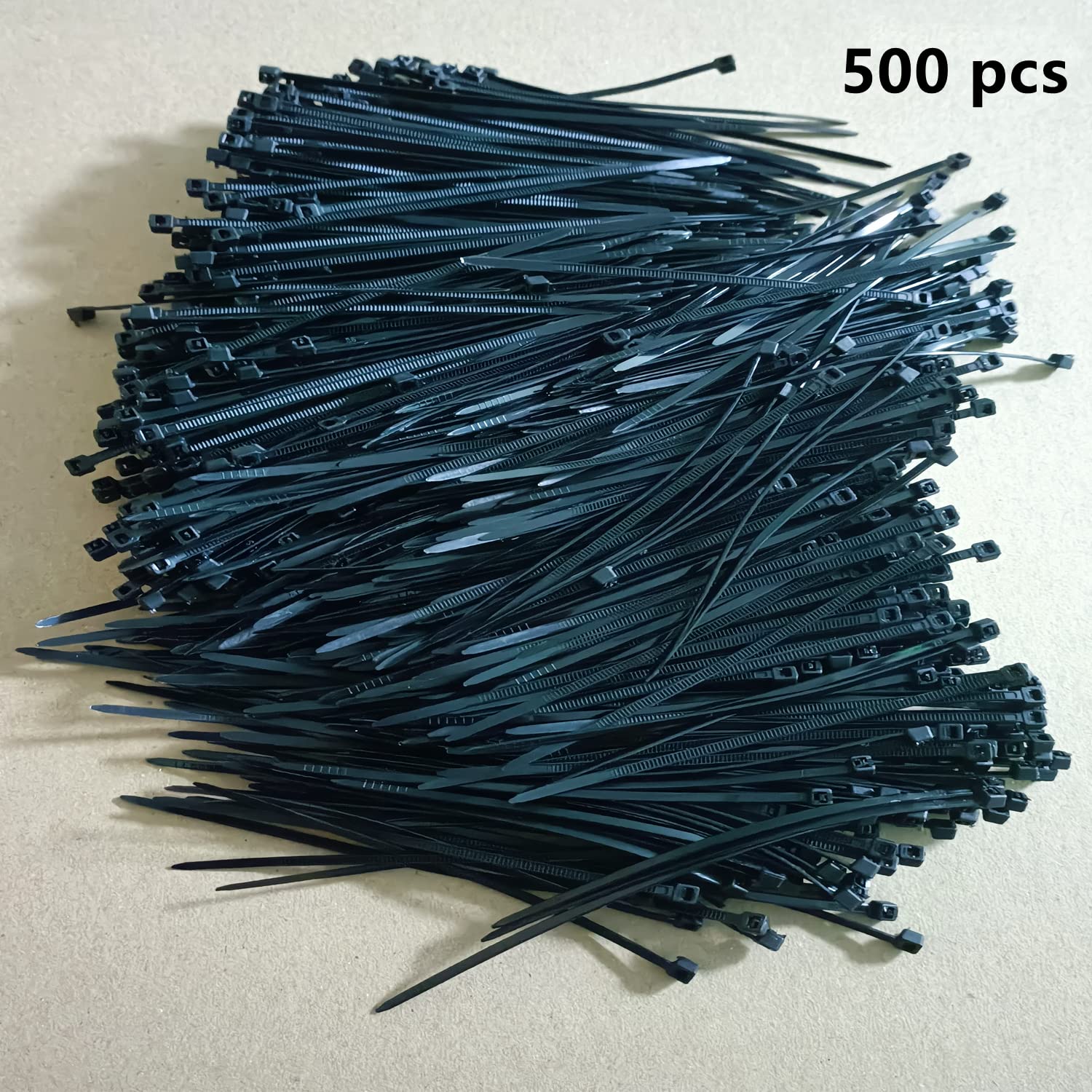 500 szt. 8-calowych opasek kablowych z zamkiem błyskawicznym, wytrzymałe plastikowe opaski druciane premium o wytrzymałości na rozciąganie 18 kg, odporne na promieniowanie UV, samoblokujące czarne nylonowe paski mocujące (4 x 200 mm, 8 cali)
