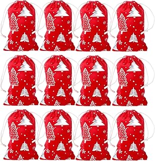 12 Pcs Christmas Small Red Velvet Drawstring Gift Bags, 4x6 Inches Reusable Small Wrapping Bags Christmas Candy Gift Bag Pouch for Holiday Party Gifts Event Supplies Ornament Jewelry