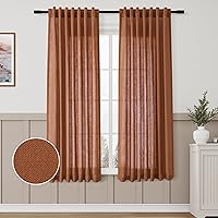 Vista 36 de Paneles de cortina de lino con pestaña trasera, de 84 pulgadas de largo, cortinas plisadas semitraslúcidas, mezcla de lino sintético, estilo rústico