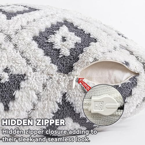 Miniatura 2 de AmHoo Paquete de 2 fundas de almohada decorativas de lujo romboide de felpa súper suave, para sofá, dormitorio, 20 x 20 pulgadas, gris acero