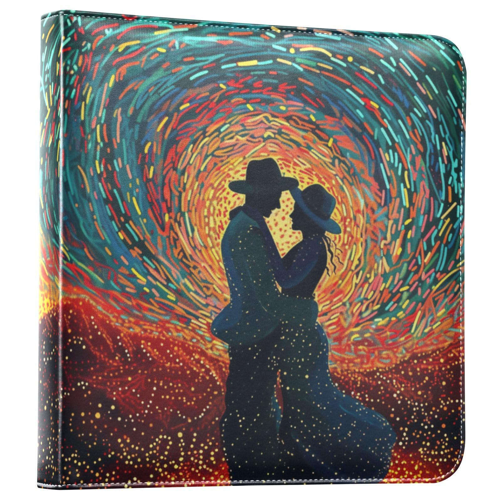 JIPONI Van Gogh Photo Album,Love Couple DIY Leather Cover Scrapbook Albums for 4x6 5x7 6x8 Pictures, Self Adhesive Memory Book for Wedding, Baby, Family