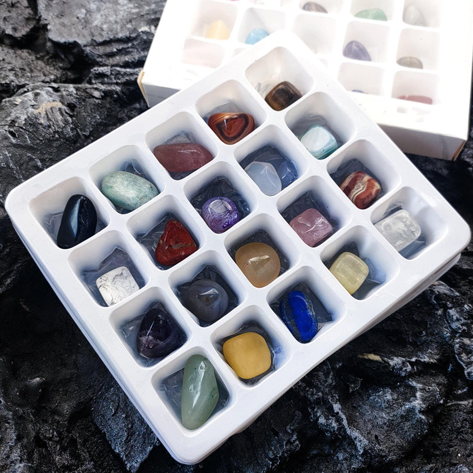 Kit Didattico Rocce Cristalli Minerali 20 Pezzi Pietre in Geologia per Bambini Scatola Da Collezione Adatto per Decorazione Casa, 3 pezzi