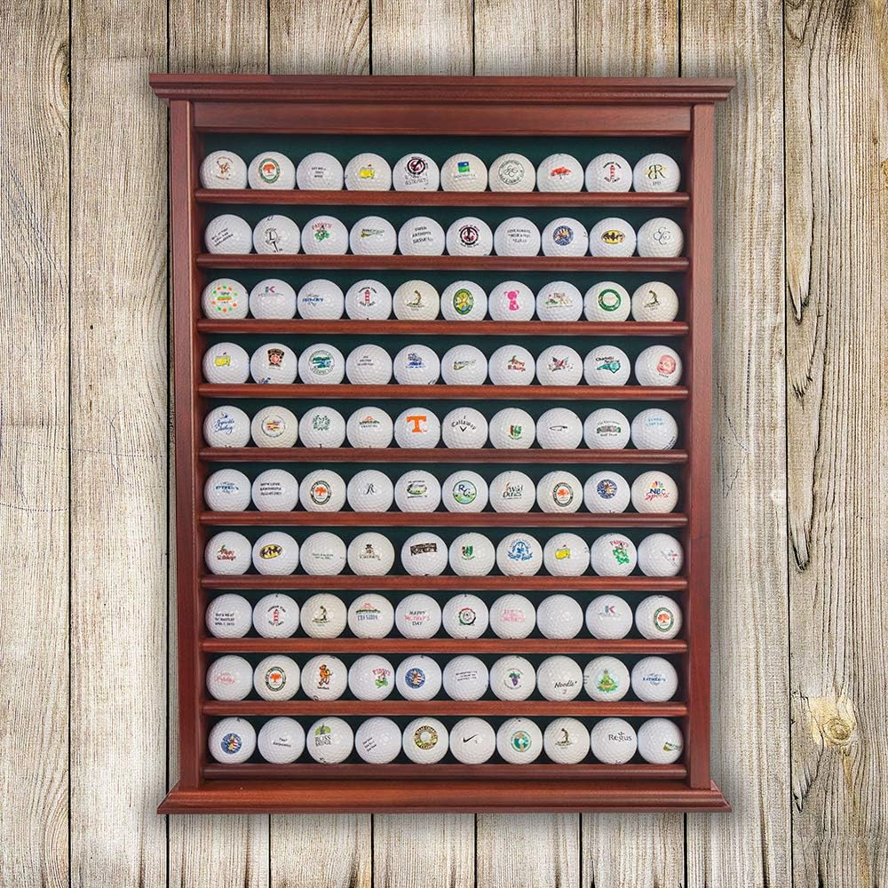 Golf Ball Display Case | Holds 100 Golf Balls | Handcrafted Solid Wood | Four Color Options