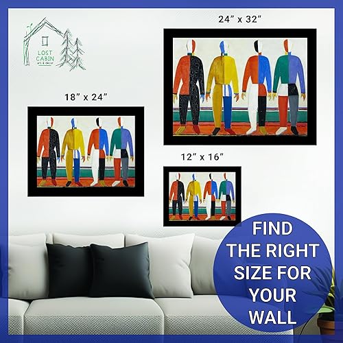 Miniatura 6 de Deportistas de cabaña perdida por Kazimir Malevich  Impresión enmarañada en marco plano negro  Reproducción de pintura de obras de arte finas