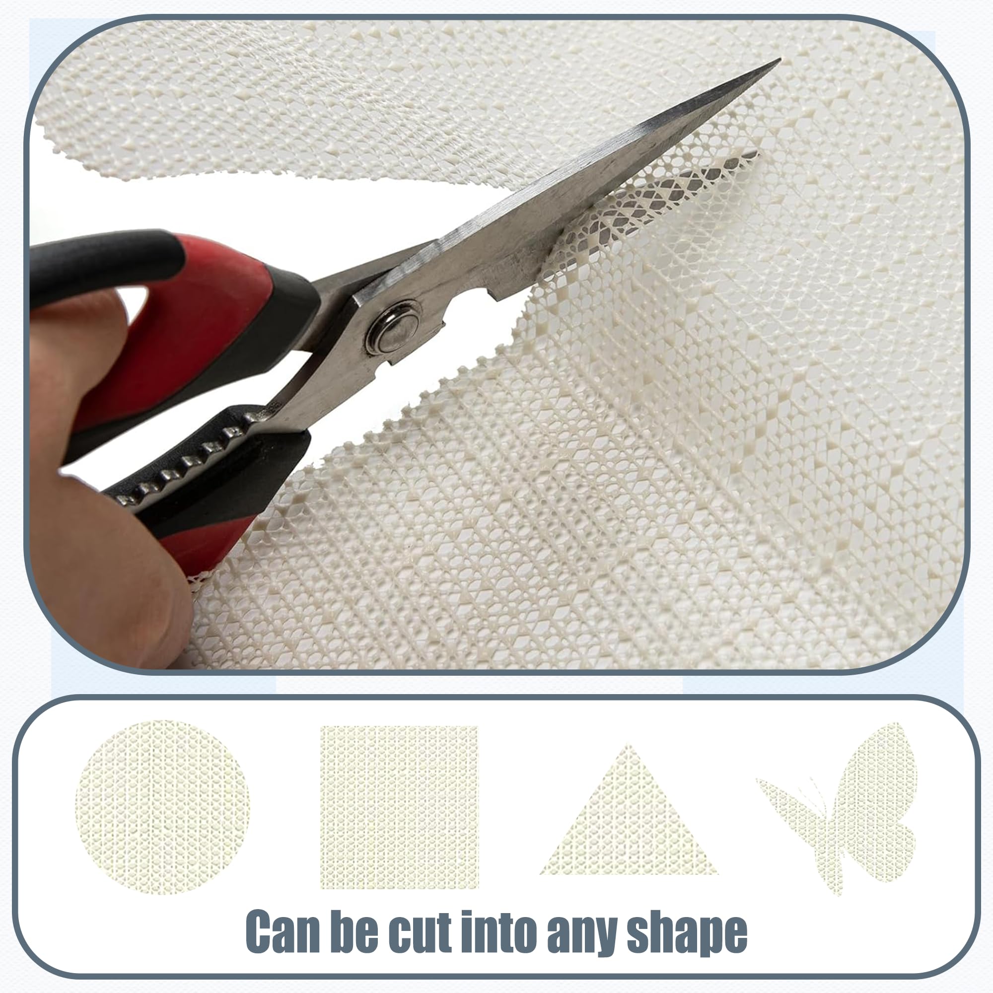 Rete Antiscivolo 200 x 200 cm Antiscivolo e Protezione Ferma Tappeto Tagliabile per Tappeti Parquet Scendiletto Cucina Auto Tampone Scaffali Lavabile, bianco