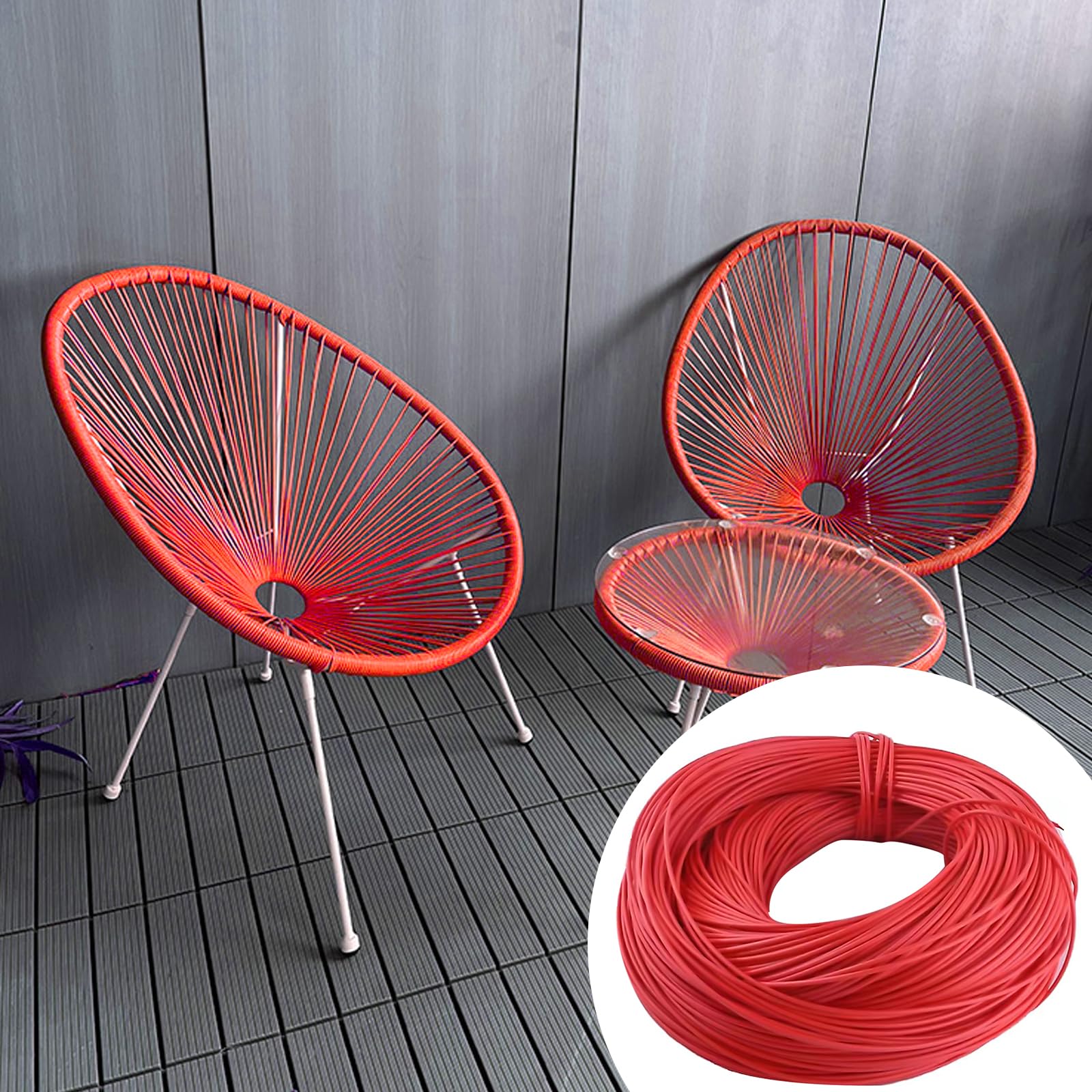 Peddig, 2,5 mm, rattan rotondo in plastica, 500 g, in rattan massiccio, rotondo, per riparazione, sedia, tavolo, cesto, tessitura, artigianato (rosso)