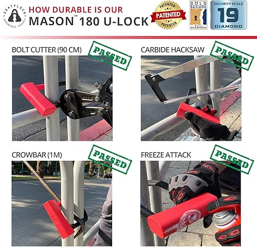 Miniatura 4 de Seatylock Mason Bike U Lock  Patentado resistente antirrobo diamante seguro ULock  Herramienta de seguridad de bicicleta de ultra seguridad con