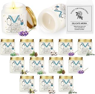 Nuanchu 12 Pcs Medical Assistant Gifts Soy Scented Candles Bulk Aromatherapy Jar 3.5 oz Soy Wax 6 Styles Scented Candles Presents for Women Nurse Week Thanksgiving Christmas Birthday