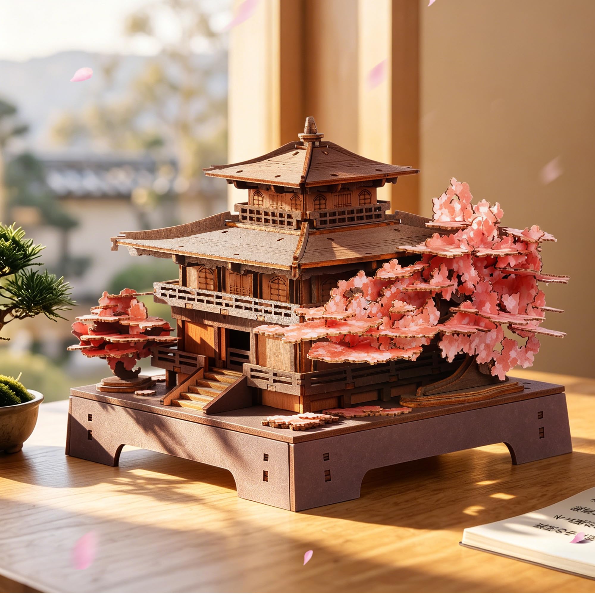 ROWOOD Puzzle 3D Adultos Madera, Maquetas para Montar Pabellón Sakura, Maquetas de Madera Japonesas para Construir, Kit DIY de Construcción, Regalo Manualidades y Decoración Casa