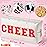 Y1tvei Preppy Patch CHEER Hot Pink Chenille Letter Extra Large Cosmetic Bag PU Leather Waterproof Portable Varsity Cheer Letter Makeup Toiletry Pouch Travel Organizer for Cheerleader Girl (Shell Gold)