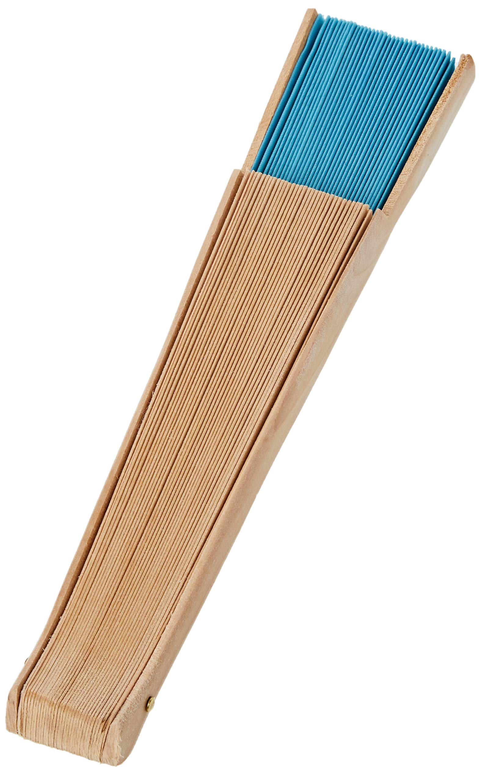 Mopec Wood Natural Fan and Turquoise Blue Fabric 23cm Pack of 6, One Size 6