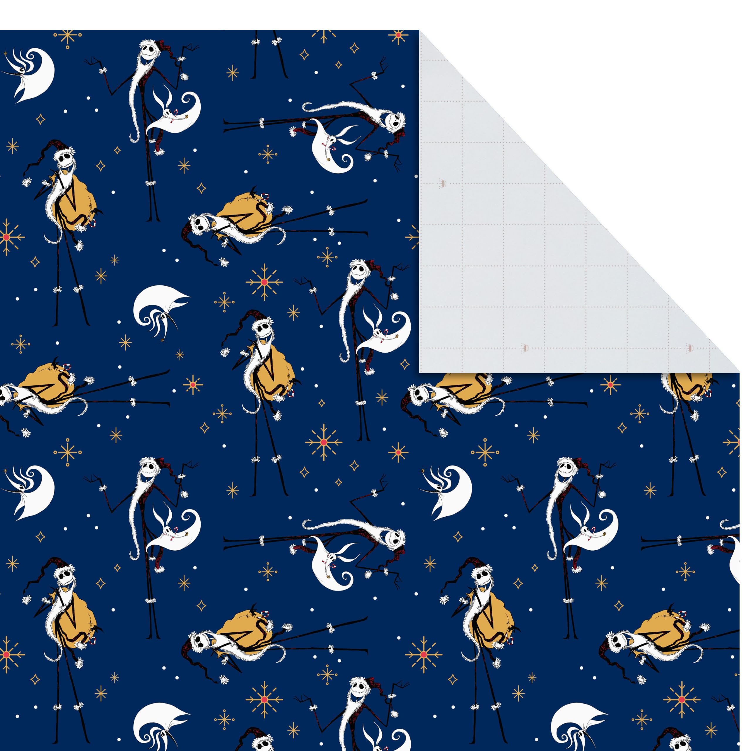 Hallmark Nightmare Before Christmas Flache Geschenkpapierbögen mit Schnittlinien auf der Rückseite (12 gefaltete Blätter) für Weihnachten, Geburtstage, Halloween