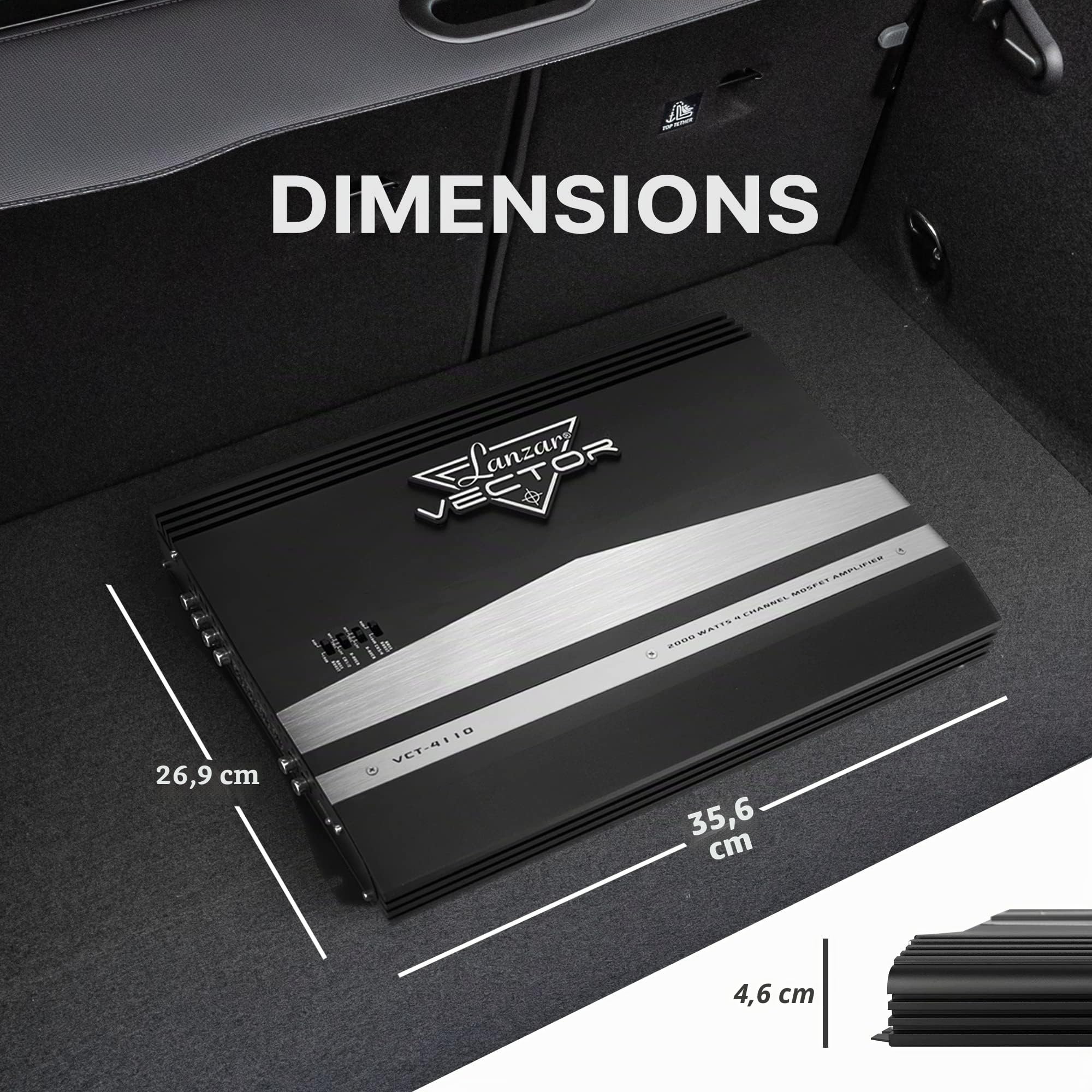 Lanzar VCT4110 4.0 Voiture Avec fil Noir, Blanc amplificateur audio - Amplificateurs audio (4.0 canaux, 500 W, 0,1%, 95 dB, 0 - 18 dB, 400 W)