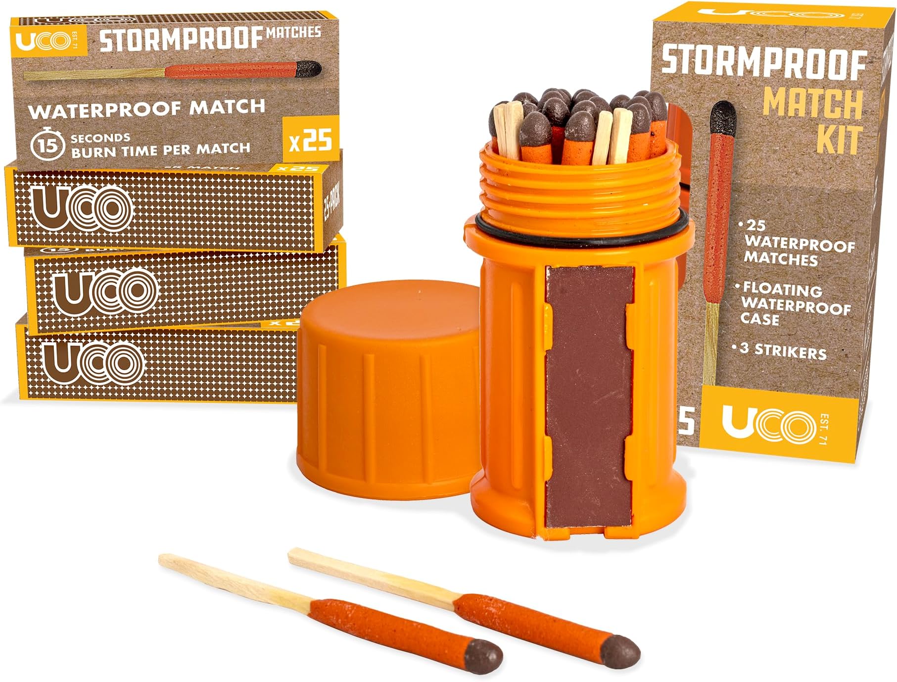 UCO Stormproof Waterproof & Windproof Match Kit with 4 Pack Refill Matches