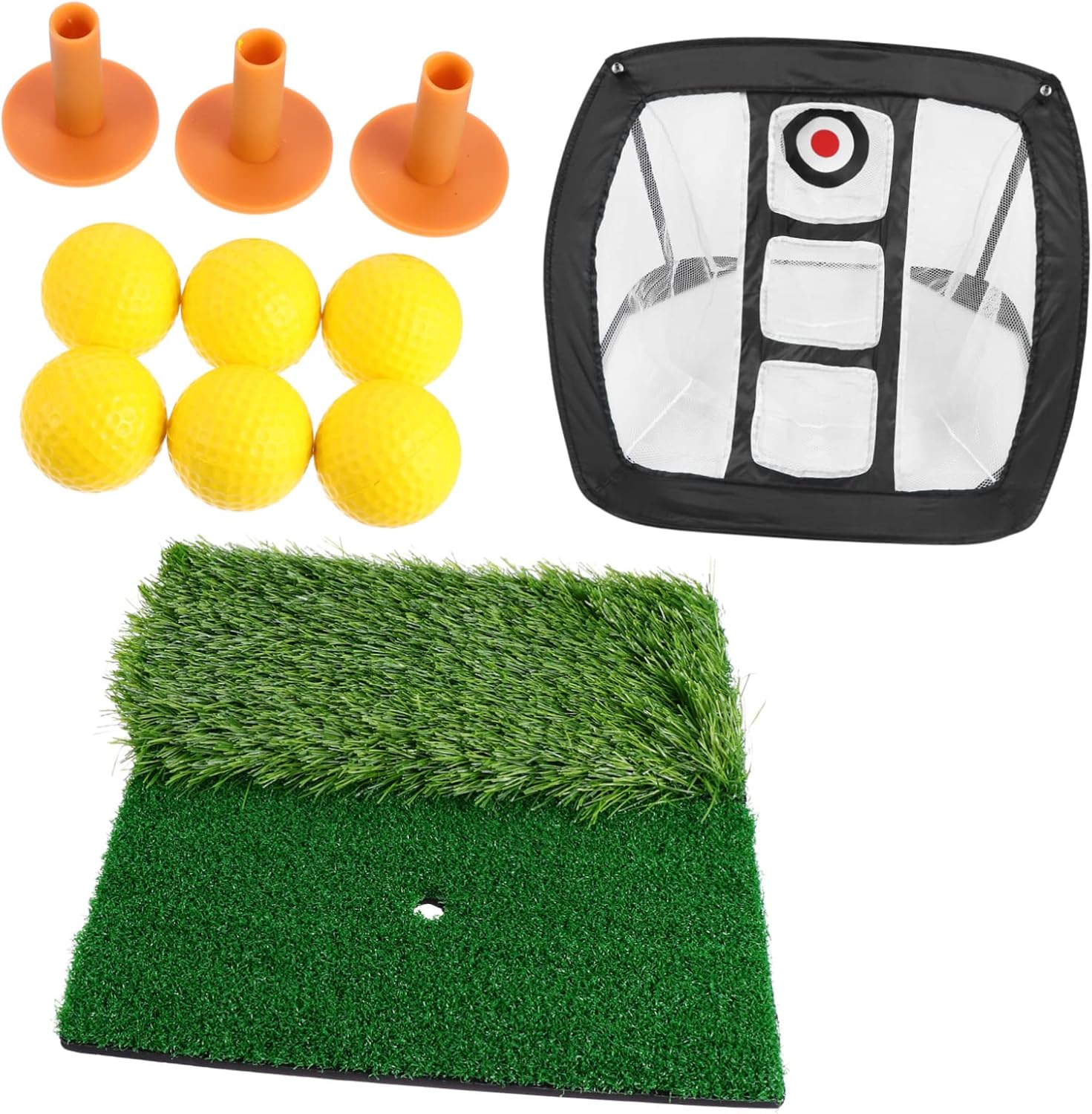1set Indoor Golf Practice Net Set Hitting Mat Portable Nylon Training Equipment for Chipping and Hitting Includes Tee Practice