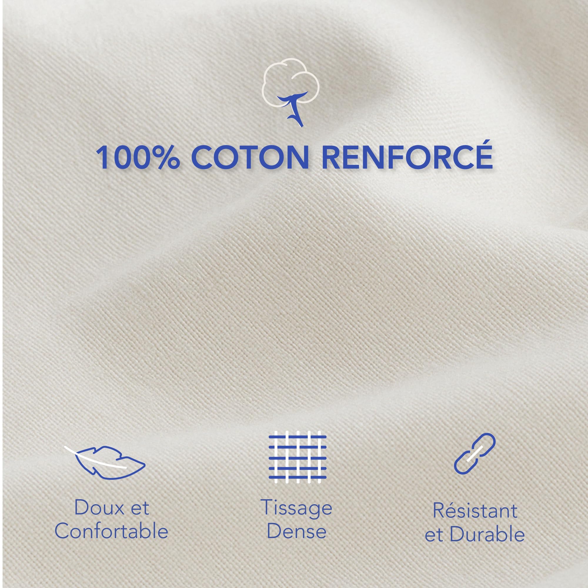 Dreamzie Parure de Lit 135x200 en Coton Renforcé - Blanc - 2X Housse de Couette 135x200 et 2X Taie d Oreiller 80x80 cm - Certifiée Oeko-Tex - 4 Pièces